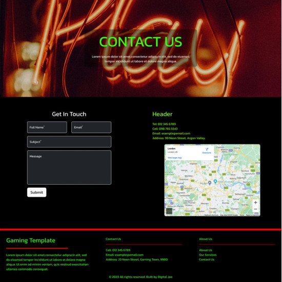Website: Template Multi Pager Contact Us Neon (Subscription)