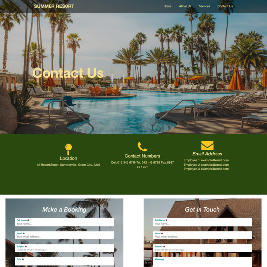 Website: Template Multi Pager Services Summer-Resort CMS Once Off